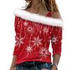 Женский рождественский топ с вырезом на одно плечо, блестящий блесток с длинным рукавом и принтом снежинки, толстый теплый пуловер, соответствующий цвету, женский топ для новогодней вечеринки