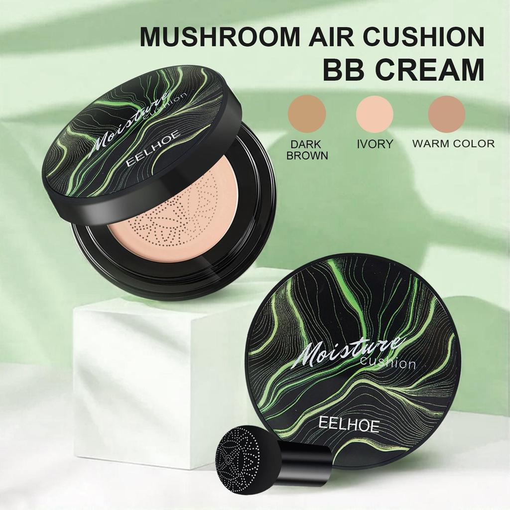 EELHOE Mushroom Head Cushion Natural BB Cream (Ivory White), Waterproof, Conceals Blemishes, Natural Foundation for a Flawless Facial Look