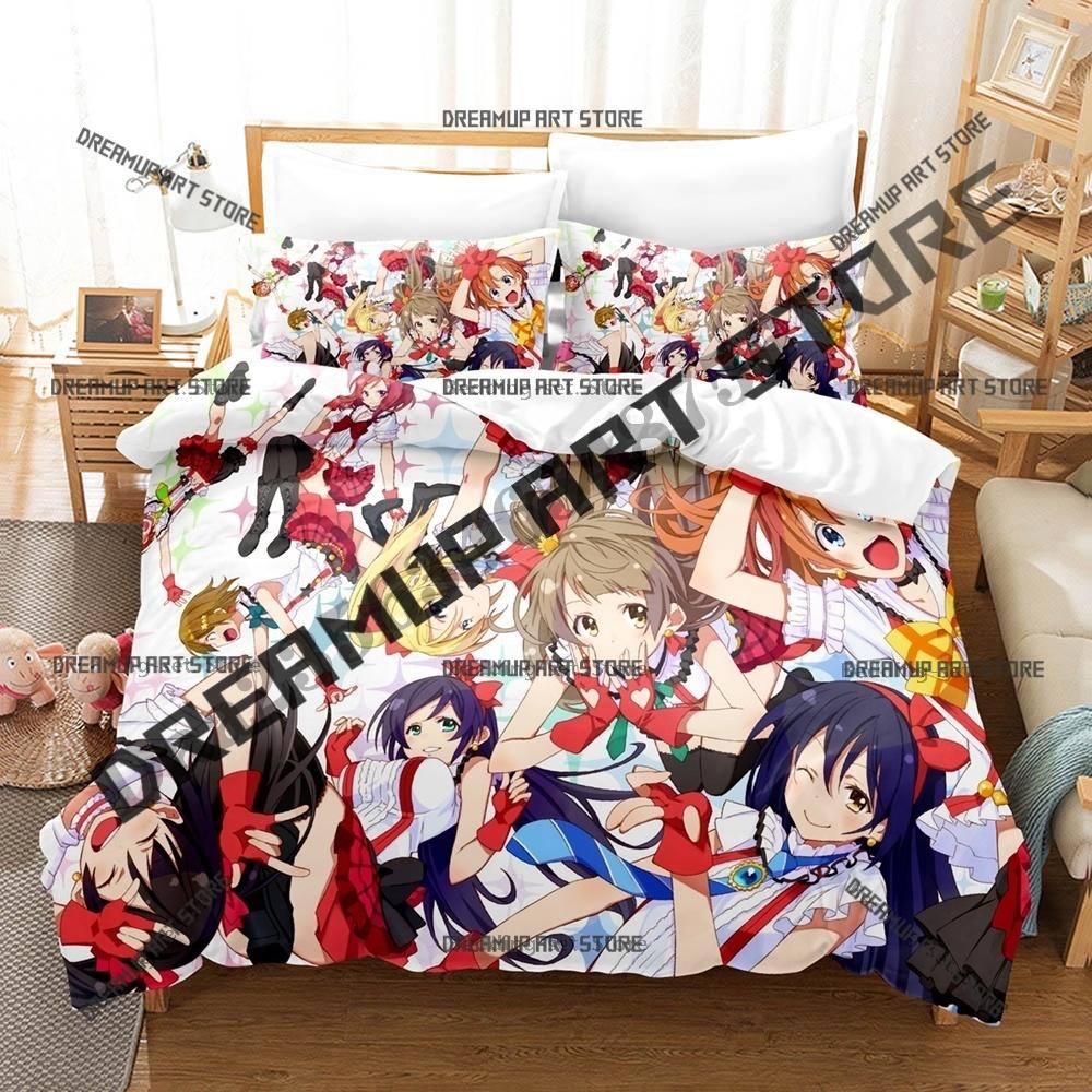 Модный набор постельного белья Love Live Косака Хонока Односпальный Двуспальный Полный Queen King Размер Набор для кровати Детская спальня Комплекты с пододеяльником Комплект простыней