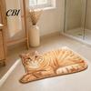Cute Cat Floor Mat Bathroom Rug, Anti-Slip Absorbent Bath Washable Plush Home Safety Rug Kitty Door for Entrance Kitchen Decor Doorway Protector