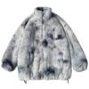 New Tie-dye Rabbit Fur Top Stand-up Collar Zipper Fur Thick Coat Medium and Long Large Size Loose Furry Coat Winter
