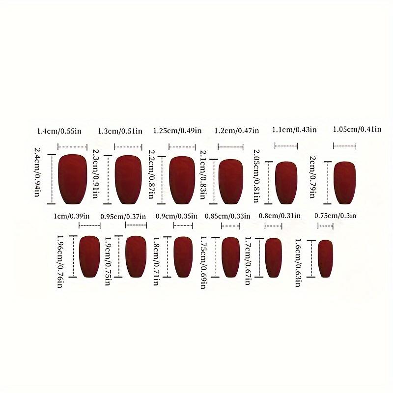 24pcs Matte Coffin Short False Nails, Burgundy Glitter Jelly Gel Nail Art With 3D Camellia Design, DIY Press-On Manicure E