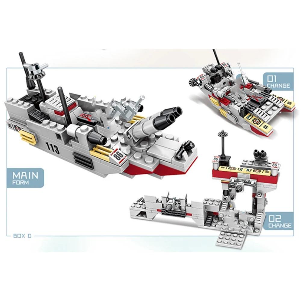 1068PCS Военный комбинированный строительный набор, все в 1 Cruiser Ocean Ship Building Blocks Set с военным кораблем Подарки для игрушек Мальчики Дети