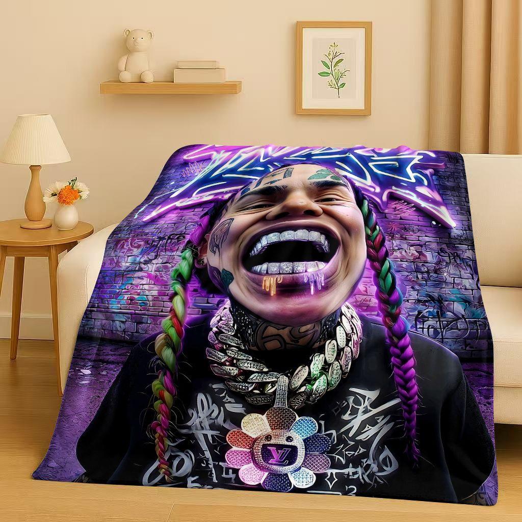 2026 New Top Hip Hop Rapper Star Cartoon Art Flannel Blanket,Ultra Soft Warm Plush Throw for Home Bedroom Bed Sofa Cover Office