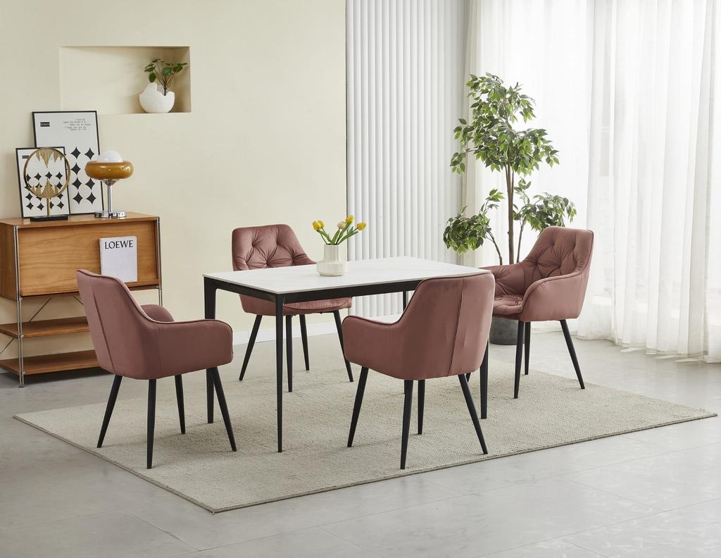 JORK chair - pink velvet / black legs x 2