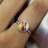 Rainbow Calsilica Gemstone 925 Sterling Silver Plated Handmade Ring Jewelry PQY-IJ10459