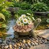 Turtle Shaped Vase Ornament Waterproof Resin Decor for Garden Pool Courtyard