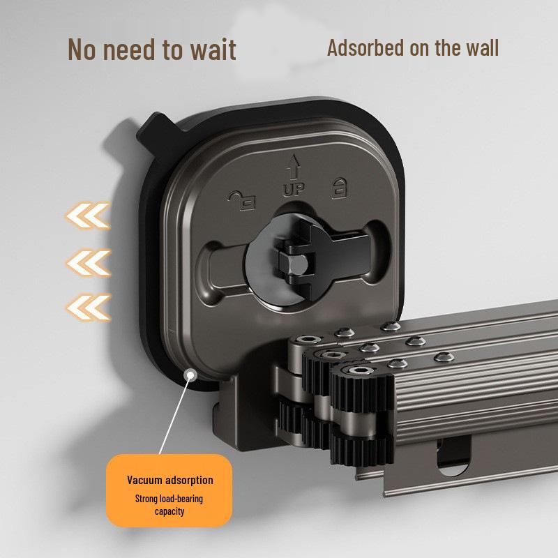 Punch-Free Suction Cup Folding Clothes Drying Rack with Retractable Rod – Invisible and Compact for Bathroom and Window Use