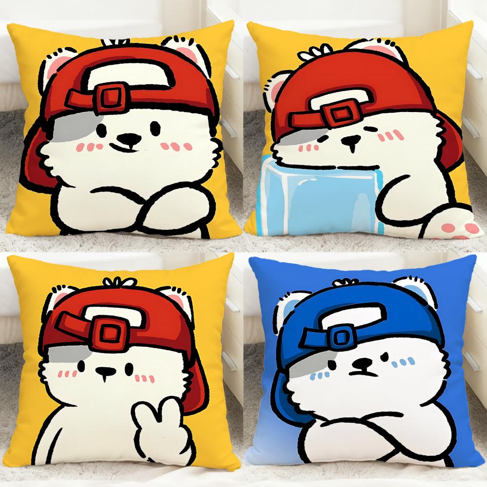 Sticker cute bear stickers Cushion Cover Comfortable Reversible Pillow Cover Ideal for Car Sofa Bedroom Beyond