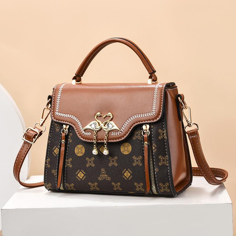 Fashion Pvc Small Square Bag With Rhinestone Swan Decoration And Printed Design For Casual Daily Use