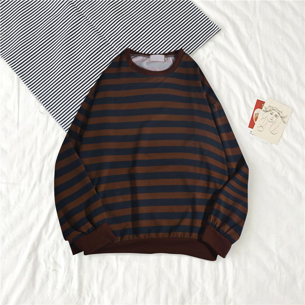 Мужской зимний свитшот с круглым вырезом и полосками, пуловер, топы, с длинным рукавом