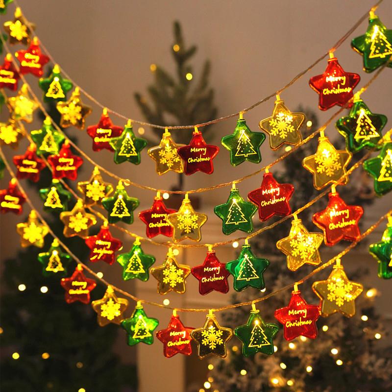 8 мигающих рождественских гирлянд, декоративный светильник на батарейках, узоры в виде снежинок и рождественских елок для домашнего декора