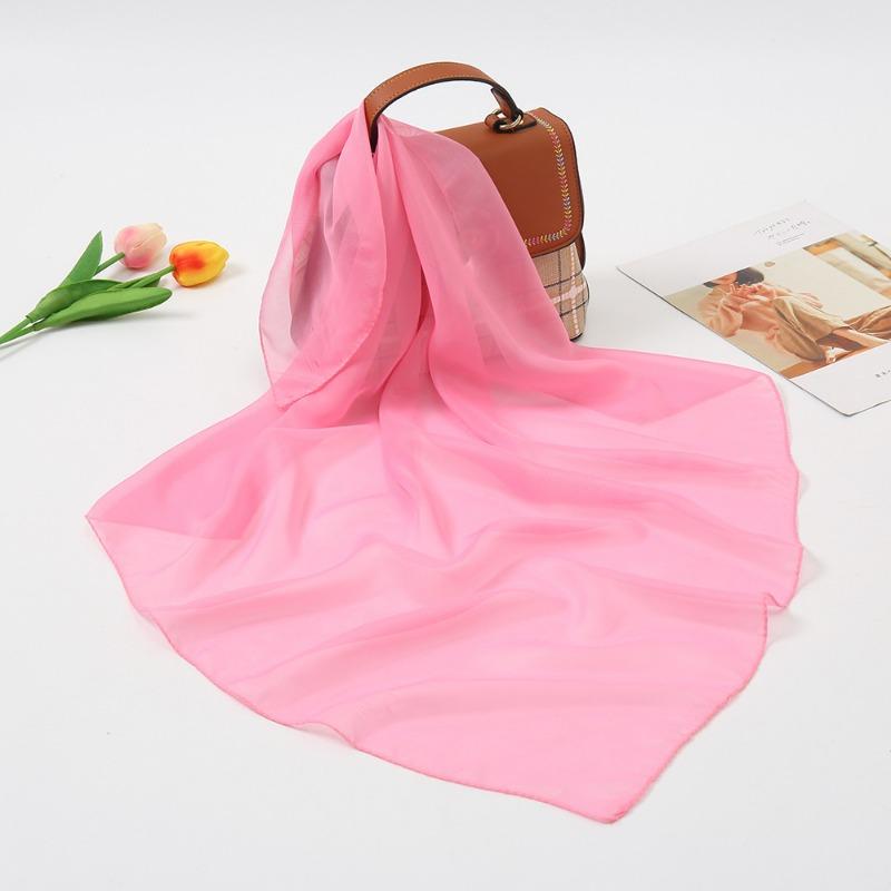 Summer Fashion Solid Color Chiffon Silk Scarf Women, Candy Color Multi-color Decorative Scarf Square Scarf Kindergarten Gift