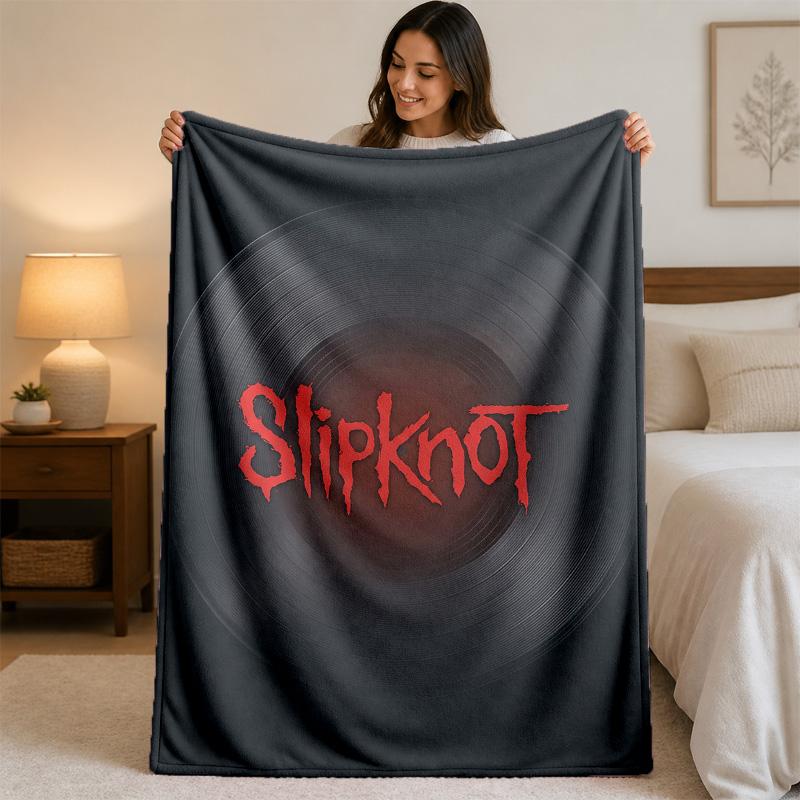 Slipknot Print Flannel Blanket Cozy Lightweight Plush Throw Blanket For Bed Sofa Household Use