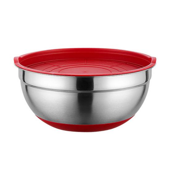 Миска для смешивания с крышкой Большая емкость Нескользящее дно Полированная поверхность Легко чистящаяся салатница Кухонный органайзер для хранения продуктов