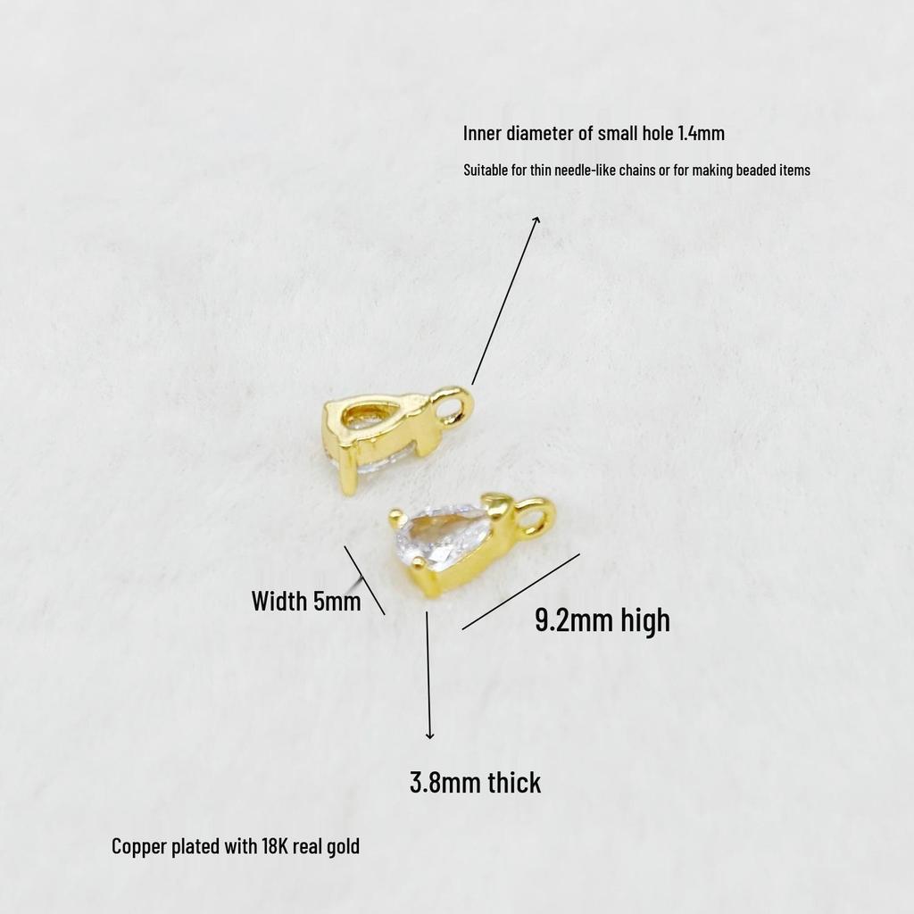 Мини кулон-капля из циркония с медным покрытием 18K золотом Ожерелье/Серьги/Браслет DIY Аксессуары