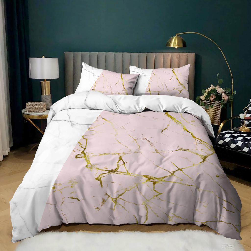 Home Textile Marble Texture Three-Piece Gradual Change Quilt Cover Digital Printing Bedding