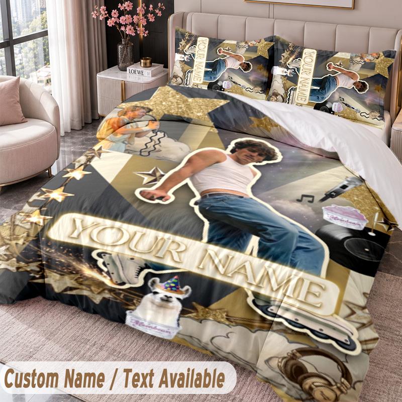 Custom Name Text 3Pcs Bedding Set Benson Boone Duvet Cover And Two Pillowcases