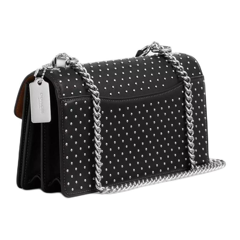 COACH Klare 26 Studded Silver Charm Leather Shoulder Bag Medium Women's Black