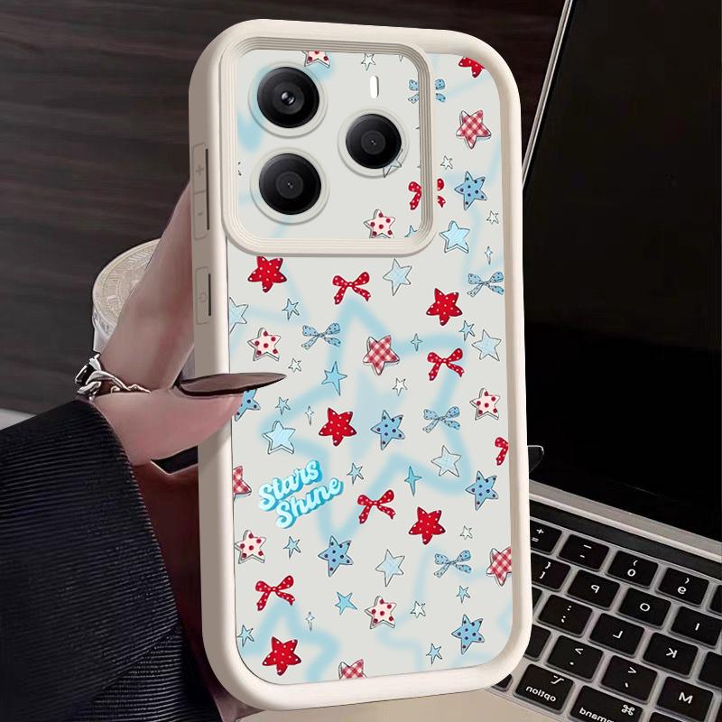 Blue Stars Bowknots Pattern Case For Xiaomi Redmi Note 14 13 Pro 5G 4G 12 11 Funda Xiaomi 14T 13T 11T Pro Shockproof Bumper Silicone Cover