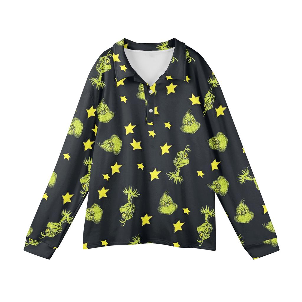 Мужская повседневная рубашка с длинным рукавом на пуговицах с рождественским принтом