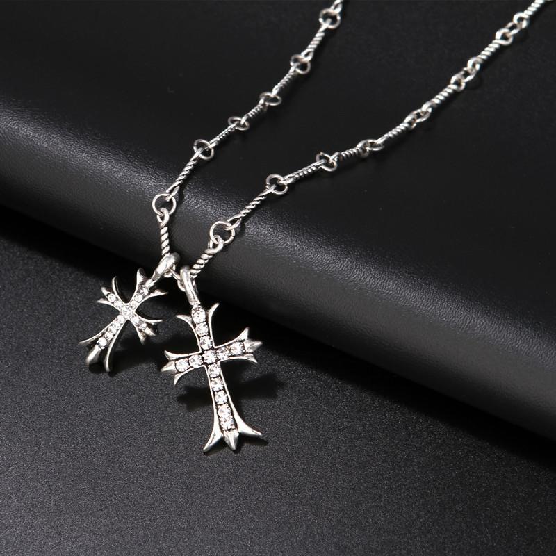 Двойное ожерелье Персонализированное Модное Ретро Серебряная Подвеска с Бриллиантом Мужские И Женские Аксессуары Ожерелье