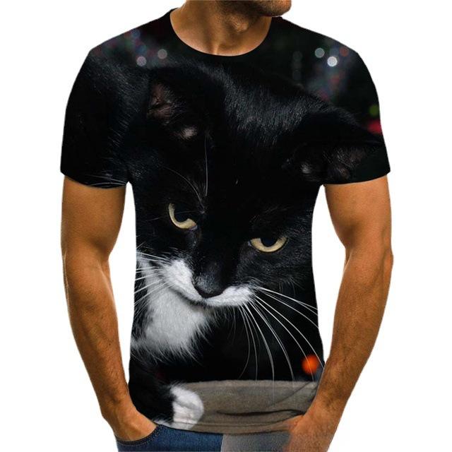 Новая мужская футболка с коротким рукавом Серия "Кошки" 3D-печать Футболка с коротким рукавом