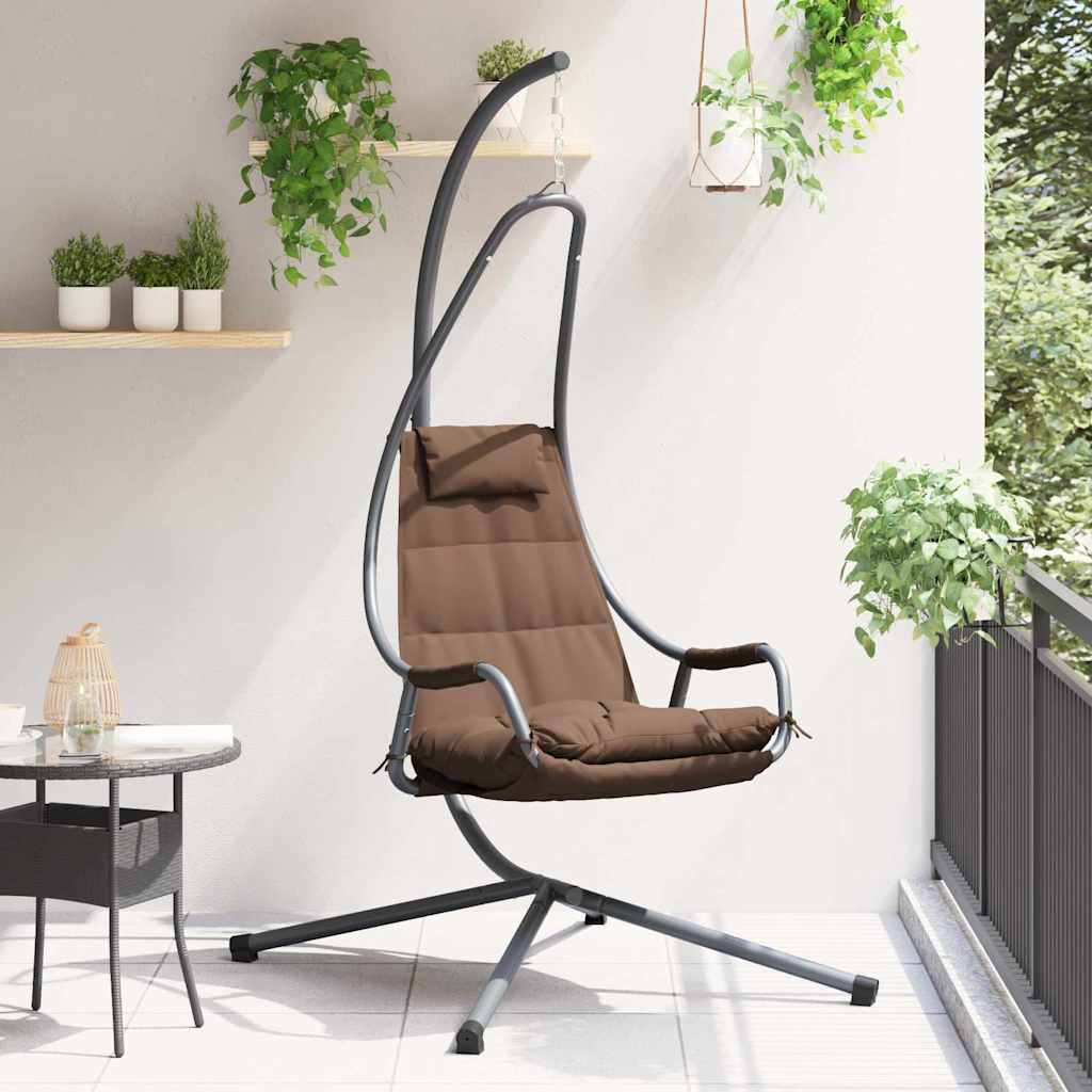 Hanging Egg Chair Coffee Brown 94 x 107 x 196.5 cm Steel
