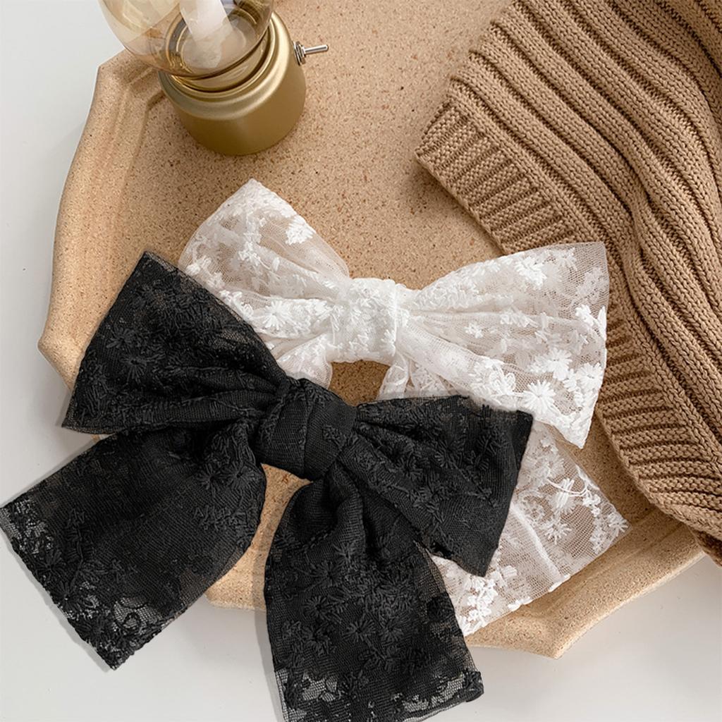 Кружевная заколка-бант, вышитая, милая и элегантная, заколка-пружина с лентой, головной убор для интернет-знаменитой девушки