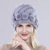 Hot Sell Women Winter Knitted Real Rex Rabbit Fur Hat Fluffy Natural Rex Rabbit Fur Cap Lady Good Elastic Genuine Fur Hats