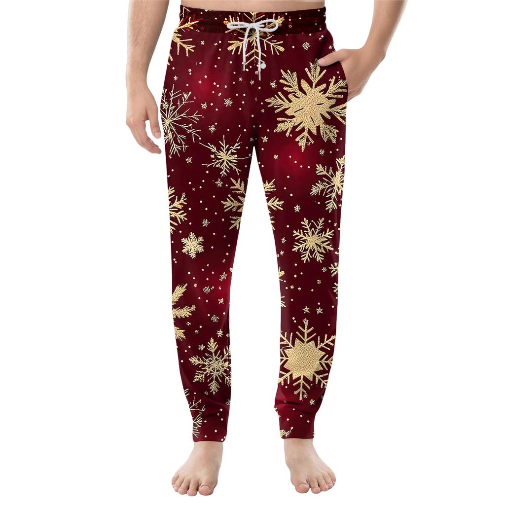 Мужские повседневные брюки с карманами на кулиске и манжетами, домашние брюки для сна