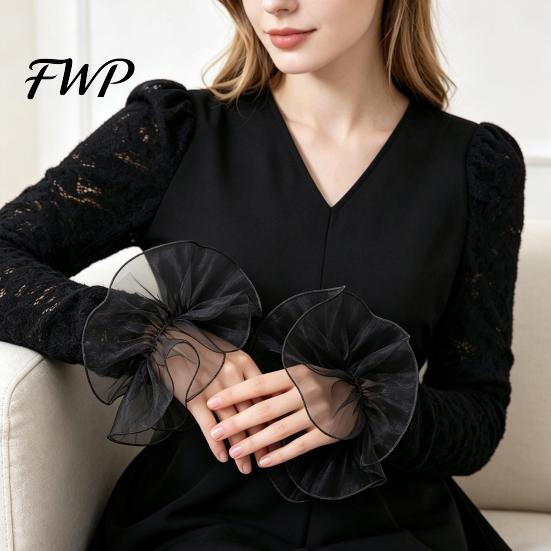 Vintage Style Cuff Trims Detachable Ruffled Cuffs for Women, Elastic Layered Tulle Fake Cuffs, Decorative Fashionable Arm Sleeve Extensions
