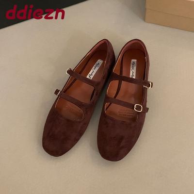 Модная женская обувь с ремешком и пряжкой, женские балетки, туфли Мэри Джейн, новинка 2025, модные полые неглубокие женские балетки