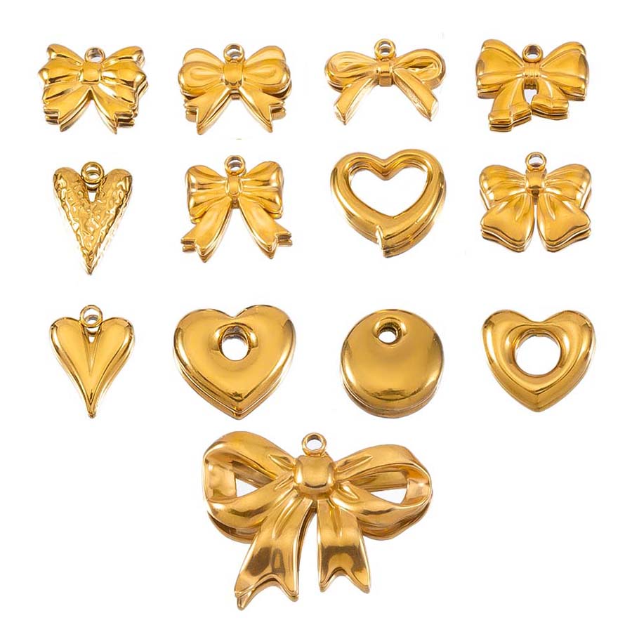 5pcs Stainless Steel Geometric Heart Bowknot Charms Pendants DIY Jewelry Making Findings Necklace Bracelets Earrings Supplies