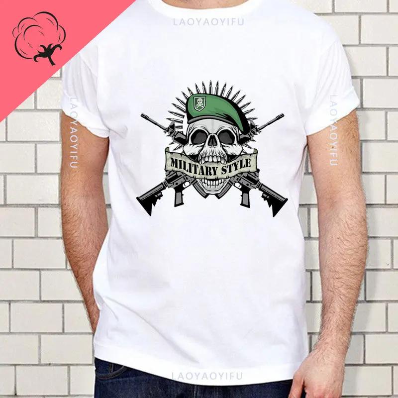 Til Valhalla Хлопковая футболка American Beard Warrior Tactical Skull Футболка унисекс с коротким рукавом и круглым вырезом Повседневная мужская футболка
