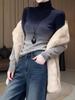 Women's Gradient Wool High Neck Cropped Knit Top - Korean Style Autumn/Winter Slim Fit