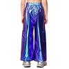 Kids Girls Metallic Cargo Trousers High Waist Snap Closure Wide Leg with Multi Pockets for Hip Hop Dance Stage Show