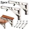 6-24inch 2pcs Folding Shelf Brackets Heavy Duty Stainless Steel Collapsible Shelf Bracket for Table Work Bench Space Saving DIY Bracke