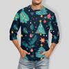 Men'S Round Neck Three-Quarters Sleeve Top Casual Fashion T-Shirt