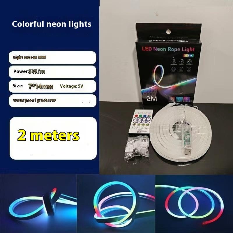 5V Rgbic Neon Led Strip Lights Neon Rope Light With Music Sync Diy Rgbic Dreamcolor Chasing Strip Tape For Home Decor Lighting