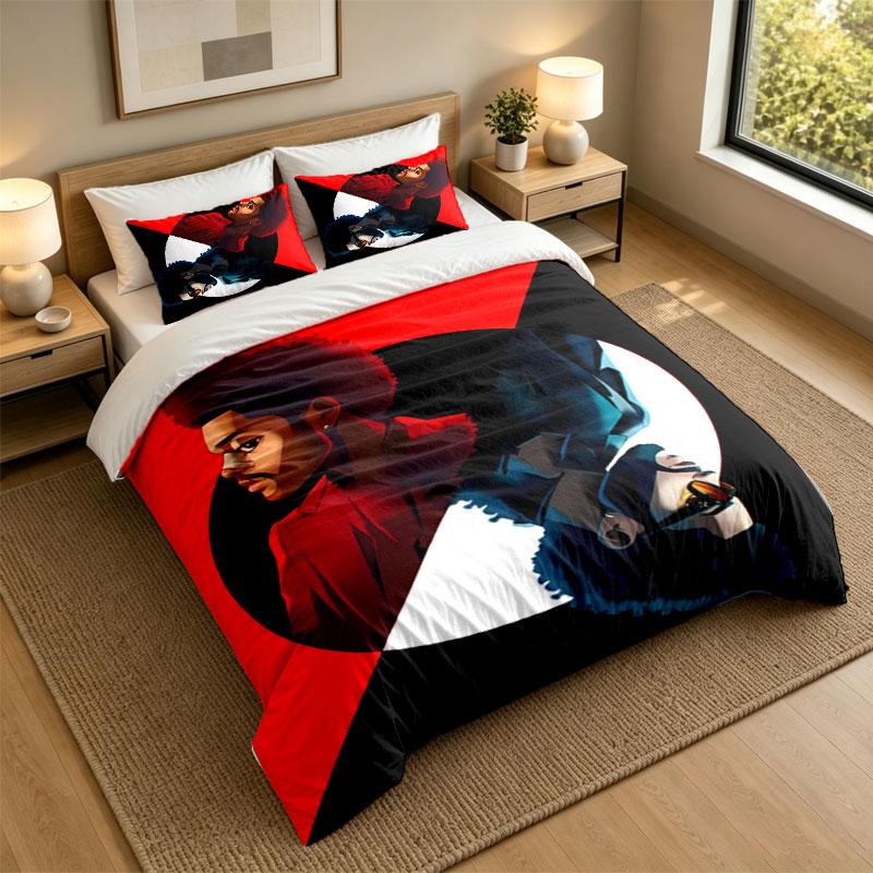 3Pcs Bedding SetThe Weeknd Soft Bed Sheet and Two Pillowcases Home Bedroom Decor