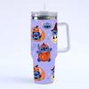 Halloween Print 40oz Large Capacity Thermos Cup, Thermal Insulation and Cold Retention, Ice Cup with Handle and Straw, Car Cup