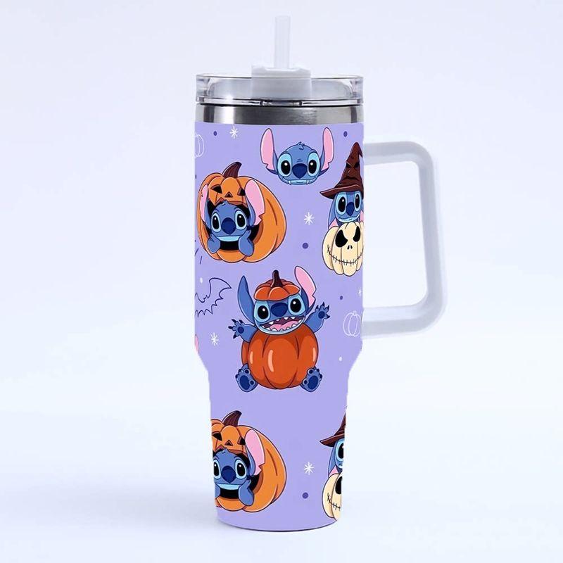 Halloween Print 40oz Large Capacity Thermos Cup, Thermal Insulation and Cold Retention, Ice Cup with Handle and Straw, Car Cup