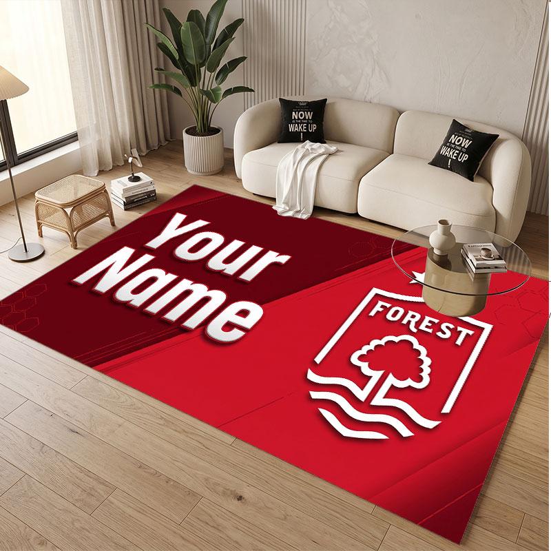 Custom Rug Nottingham Forest Pattern Print Name Text Soft Non‑Slip Floor Carpet for Home Indoor Decoration