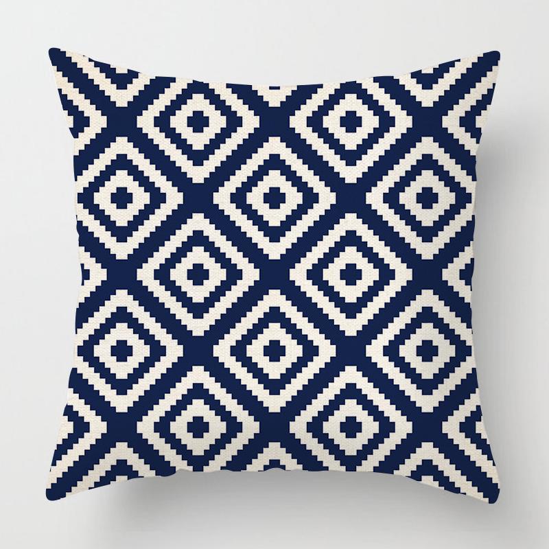 Чехол на подушку с геометрическим темно-синим полосатым принтом для дома, гостиной, дивана, спальни, украшение, декоративная подушка, наволочка