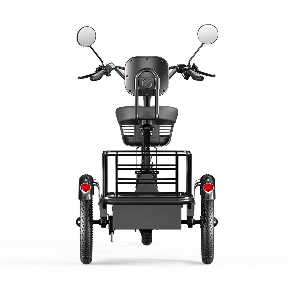 Электрический трехколесный велосипед Cysum T1Pro со съемной корзиной для взрослых, аккумулятор 48В22Ач, двигатель 350 Вт, 16-дюймовые универсальные шины, 3-колесный электрический городской велосипед