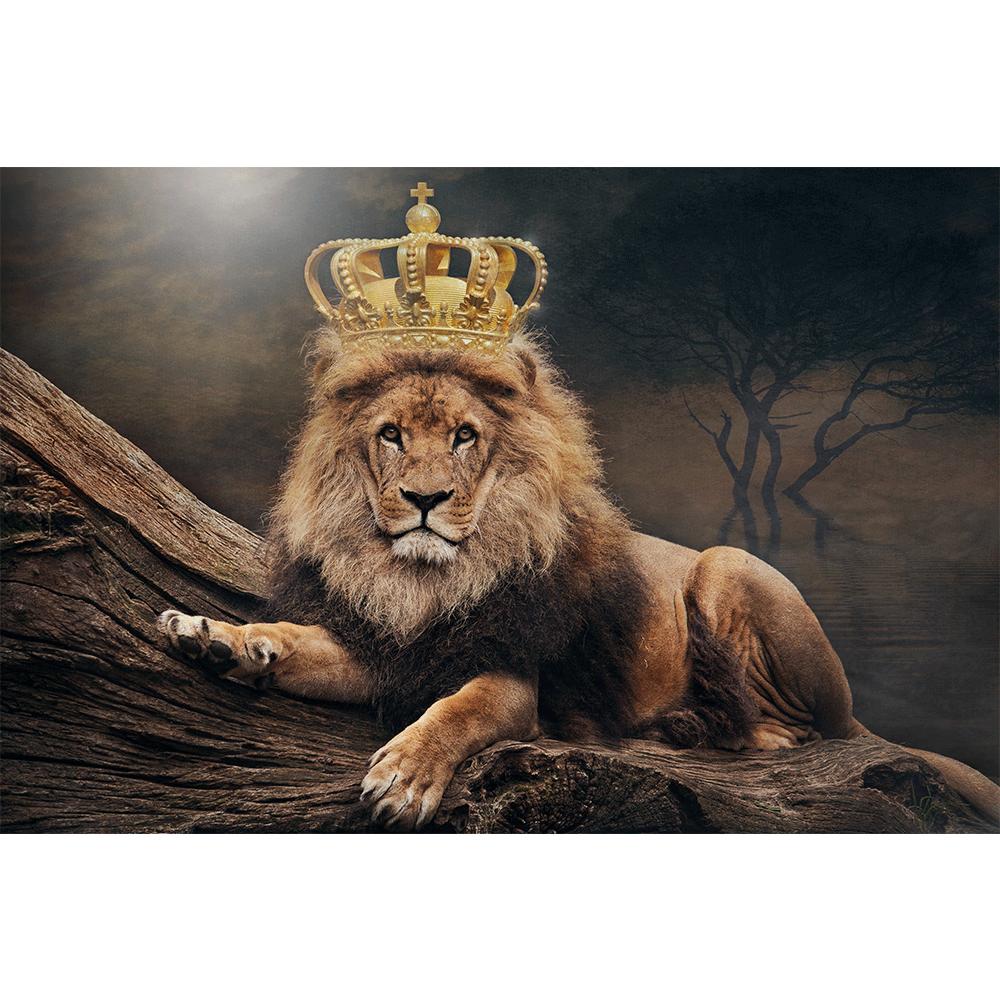 Африканский Король Лев, королевская корона, холст, постеры и принты, художественные картины с дикими животными, современные настенные картины, домашний декор