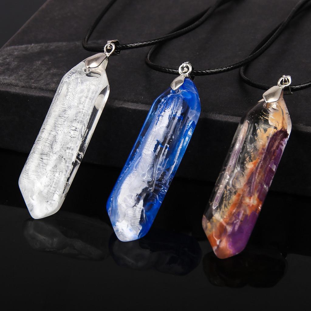 Натуральный камень Ожерелье-шестиугольник с хрустальным кулоном-пулей для ношения Мода