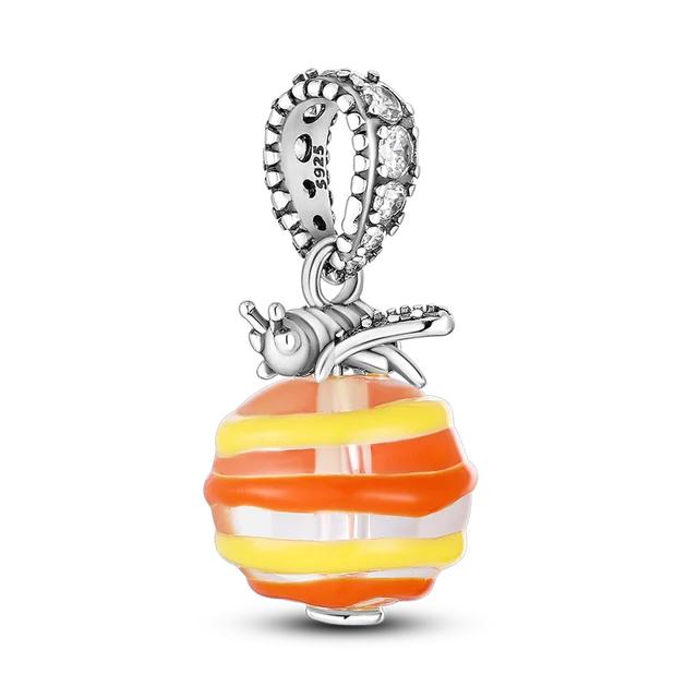 Стерлингового серебра 925 пробы, зеленая бабочка, цветок, стрекоза, подходит Pandora, оригинальные эмалированные подвески Pulsera, подвески, сделай сам, подарки для изготовления ювелирных изделий