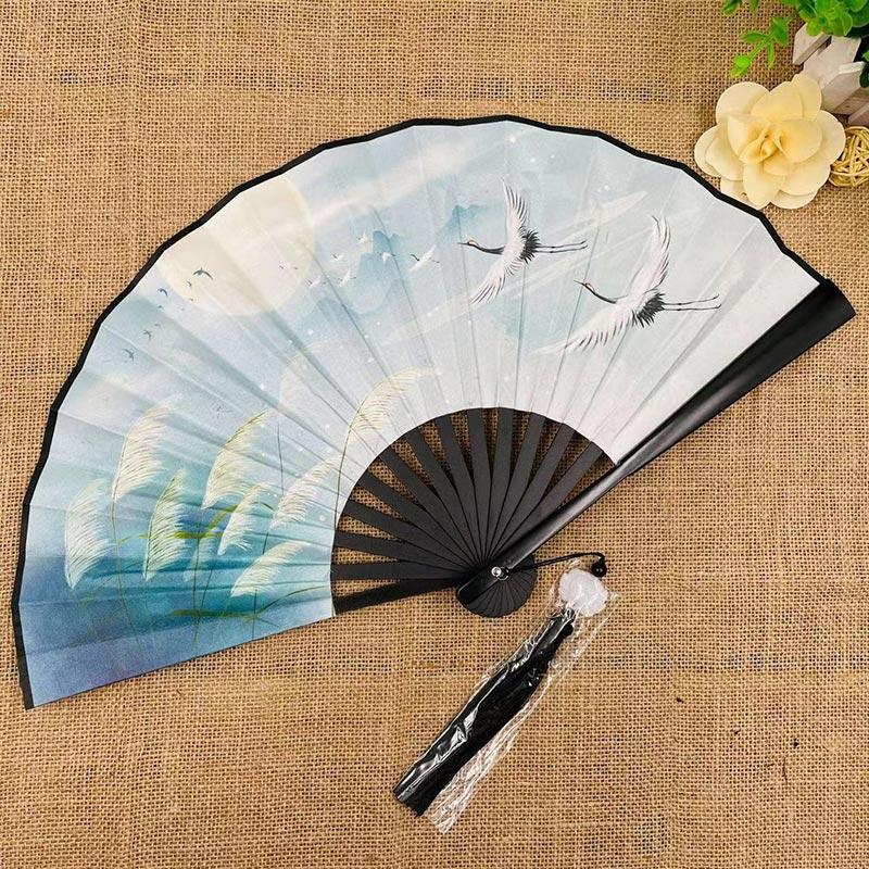 1 шт., сувениры для вечеринки, тканевый ручной вентилятор, карманный бамбуковая ручка, складной веер, орнамент, ретро, ​​декоративный